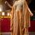 orange silk blend embroidered  beads mirror work & sequined semi stitched suit