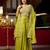 lime green silk blend embroidered  beads mirror work & sequined semi stitched suit