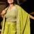 lime green silk blend embroidered  beads mirror work & sequined semi stitched suit