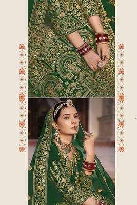 green velvet embroidery & stone & mirror semi stitched suit 3