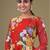 red georgette embroidery print & sequined semi stitched suit