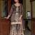 Coffee brown silk blend zari sequins  and embroidery work with floral motifs contrast border. semi stitched suit