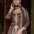 Coffee brown silk blend zari sequins  and embroidery work with floral motifs contrast border. semi stitched suit