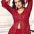 red georgette embroidered & sequined semi stitched suit