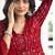 red georgette embroidered & sequined semi stitched suit