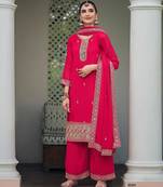 pink georgette embroidery & sequined semi stitched suit
