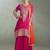rani pink chiffon zari embroidery  sequined  plastic mirror & hand work semi stitched suit