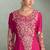 rani pink chiffon zari embroidery  sequined  plastic mirror & hand work semi stitched suit