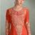 orange chiffon zari embroidery  sequined  plastic mirror & hand work semi stitched suit