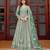 sea green net embroidery  stone and real mirror work semi stitched suit