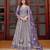 lavender net embroidery  stone and real mirror work semi stitched suit