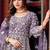 lavender net embroidery  stone and real mirror work semi stitched suit
