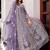 lavender net embroidery  stone and real mirror work semi stitched suit