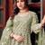 pista green net embroidery  stone and real mirror work semi stitched suit