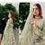 pista green net embroidery  stone and real mirror work semi stitched suit