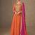 orange chiffon heavy golden zari embroidery and sequin work semi stitched suit