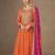 orange chiffon heavy golden zari embroidery and sequin work semi stitched suit