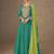 sea green chiffon heavy golden zari embroidery and sequin work semi stitched suit