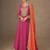 pink chiffon heavy golden zari embroidery and sequin work semi stitched suit