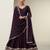 wine silk blend zari embroidered & sequins semi stitched suit