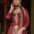 maroon silk blend zari sequined and embroidery work with floral motifs and detailed contrast border. semi stitched suit