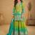 turquoise blue silk blend embroidery and handwork semi stitched suit