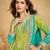 turquoise blue silk blend embroidery and handwork semi stitched suit