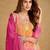 pink silk blend embroidery and handwork semi stitched suit