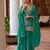  emerald green silk blend zari embroidery thread work motif work sequined and detailed border semi stitched suit