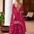 pink silk blend zari embroidery thread work motif work sequined and detailed border semi stitched suit
