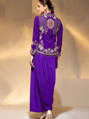 beige crepe beads and dabka dori work semi stitched suit 1