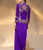 beige crepe beads and dabka dori work semi stitched suit