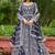 navy blue net thread embroidery zari embroidery butti work semi stitched suit