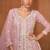 pink georgette embroidered  sequined  mirror & stone semi stitched suit
