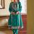 turquoise blue chiffon embroidered  stone & mirror work semi stitched suit
