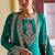 turquoise blue chiffon embroidered  stone & mirror work semi stitched suit