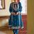 blue chiffon embroidered  stone & mirror work semi stitched suit