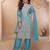 blue chiffon embroidered  sequined & hand work semi stitched suit