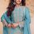 blue chiffon embroidered  sequined & hand work semi stitched suit