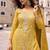 yellow silk blend embroidered  sequined  stone & beads semi stitched suit