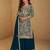 teal blue georgette embroidered & sequined semi stitched suit