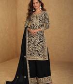black georgette embroidered & sequined semi stitched suit