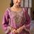 lilac chiffon embroidered  beads  stone & sequined semi stitched suit