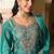 turquoise chiffon embroidered  beads  stone & sequined semi stitched suit