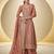 peach silk blend embroidered & sequined semi stitched suit
