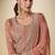 peach silk blend embroidered & sequined semi stitched suit