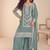 sea green chiffon thread embroidered  beads  moti & sequined semi stitched suit