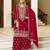 red silk blend embroidered  hand work & sequined semi stitched suit