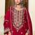 red silk blend embroidered  hand work & sequined semi stitched suit