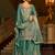 sea green silk blend embroidered  mirror & sequined semi stitched suit